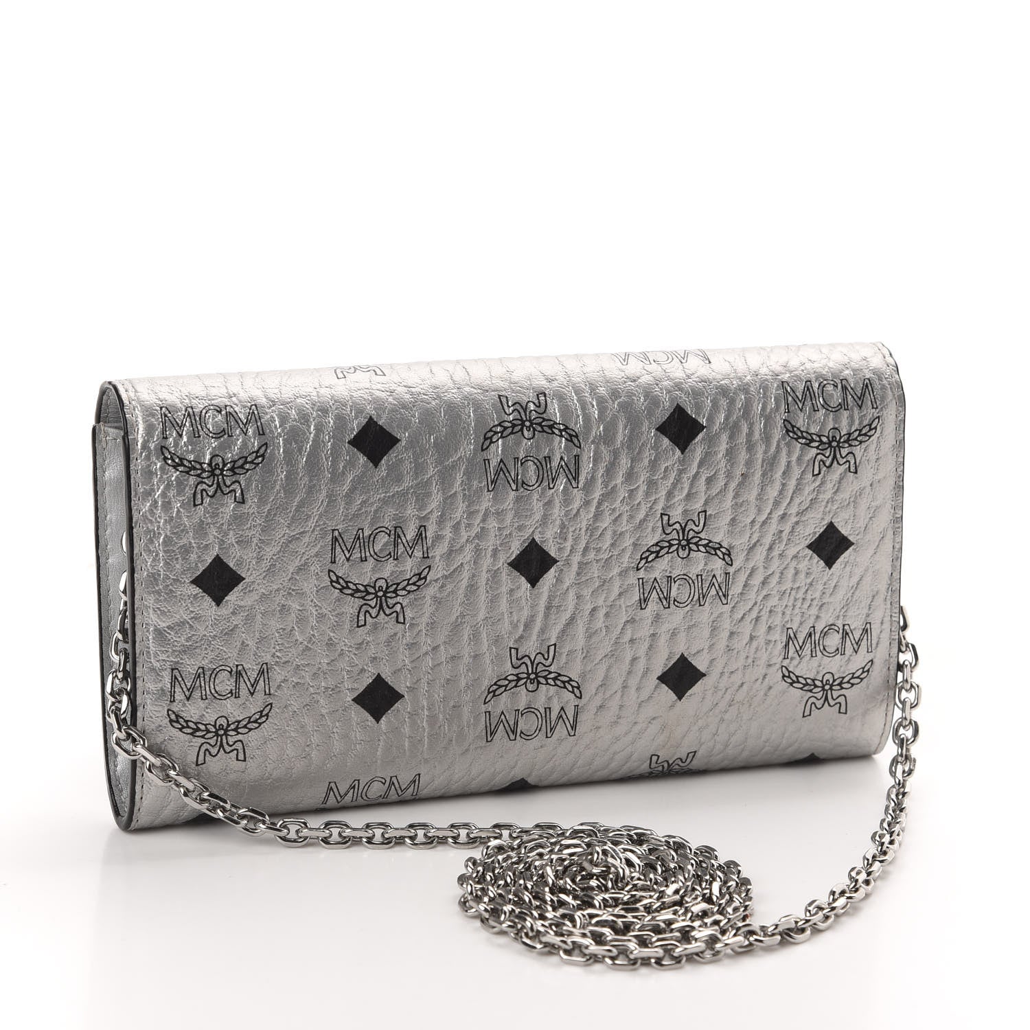 MCM Metallic Visetos Patricia Wallet On Chain Silver 3 of 12