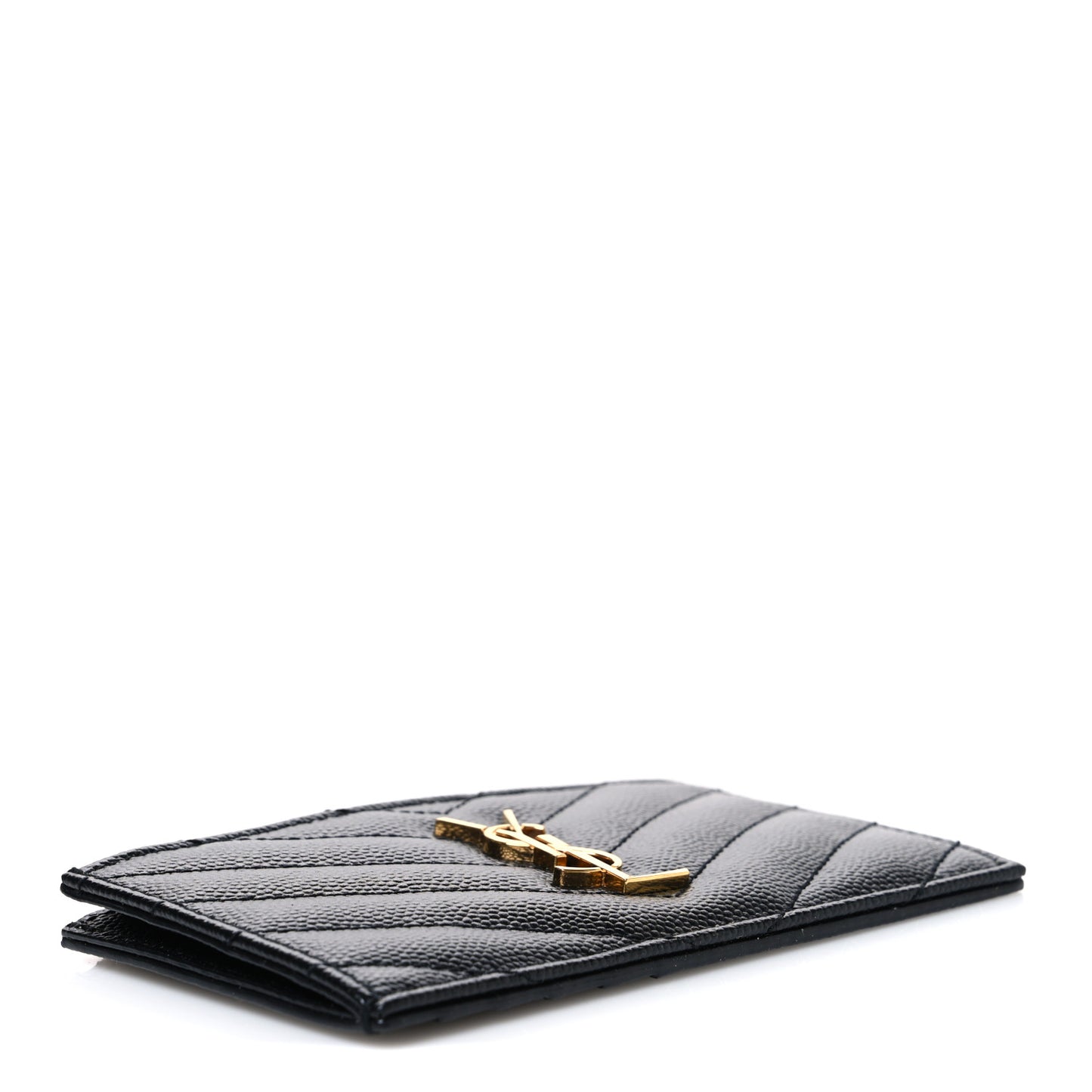 Grain De Poudre Matelasse Chevron Monogram Fragments Zippered Card Case Black