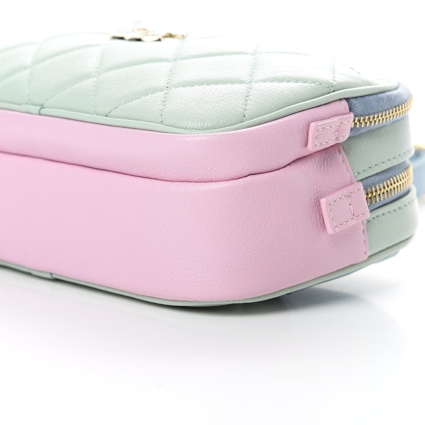 Goatskin Quilted Waist Bag Green Blue Pink