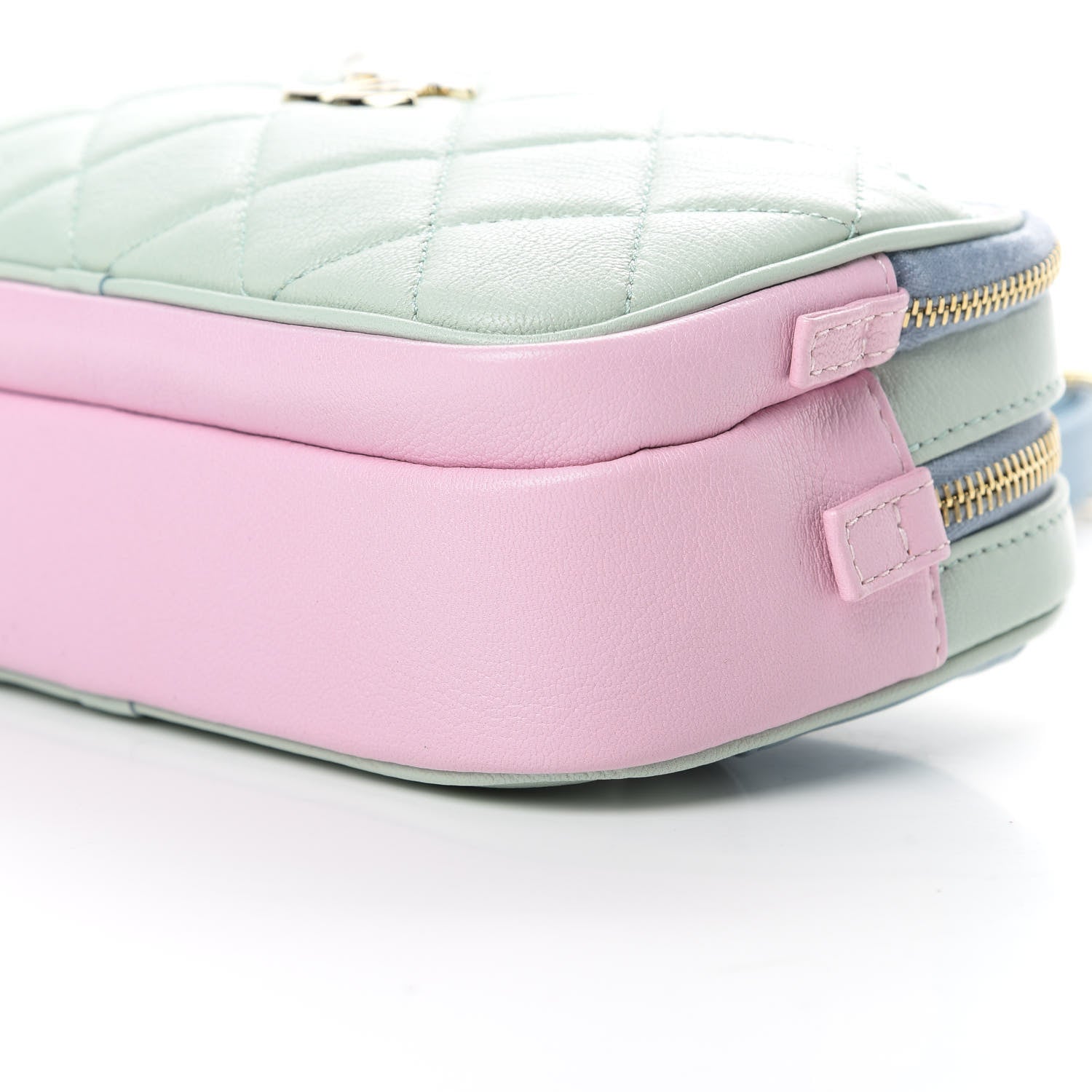 Chanel Goatskin Quilted Waist Bag Green Blue Pink 12 of 12