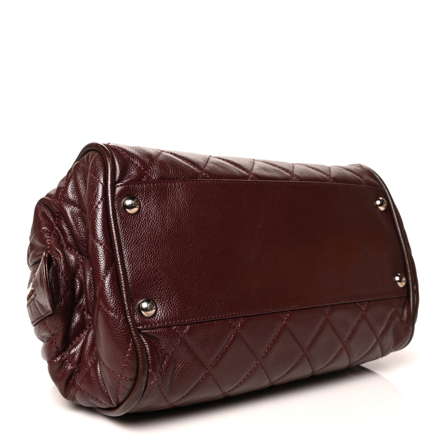 Caviar Quilted CC Timeless Bowler Burgundy