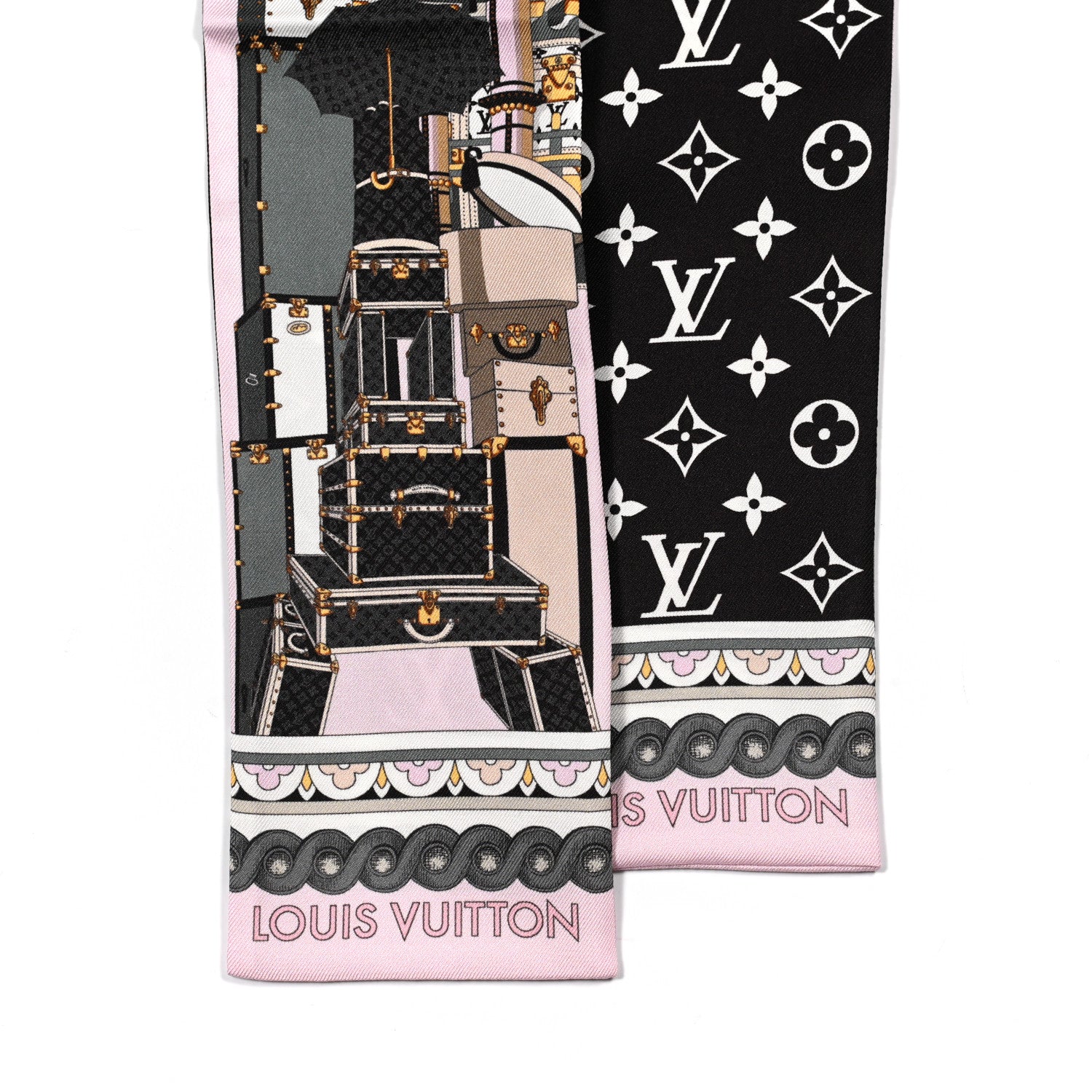 Louis Vuitton Silk Monogram Around The World Bandeau Black Pink 3 of 3