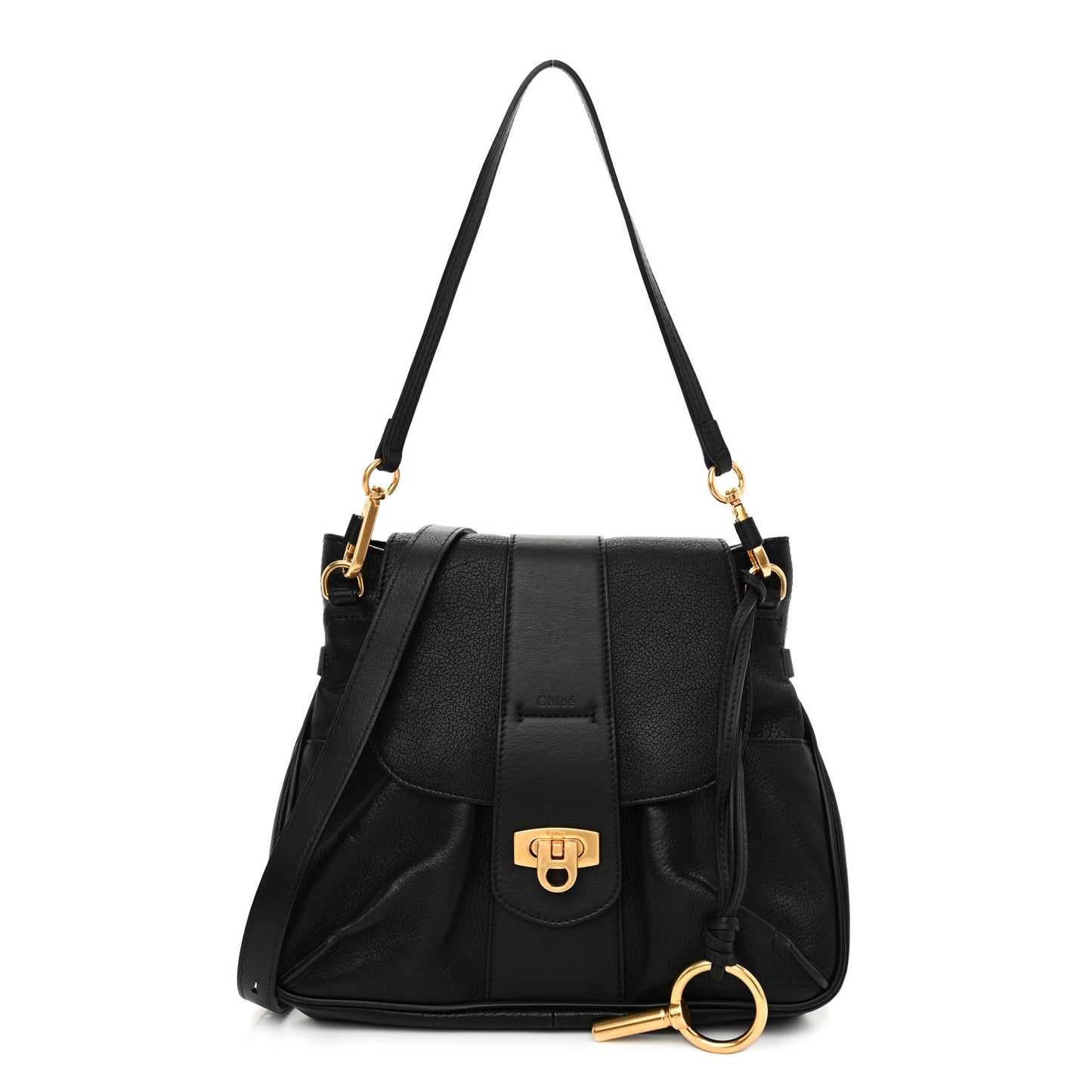 Grained Lambskin Calfskin Small Lexa Shoulder Bag Black