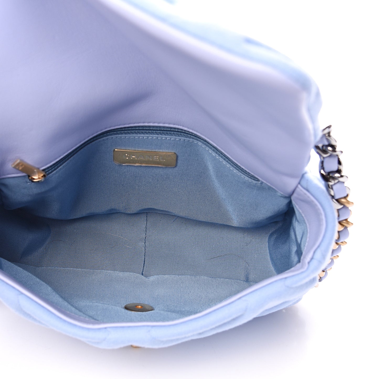 Jersey Lambskin Quilted Medium 19 Flap Light Blue
