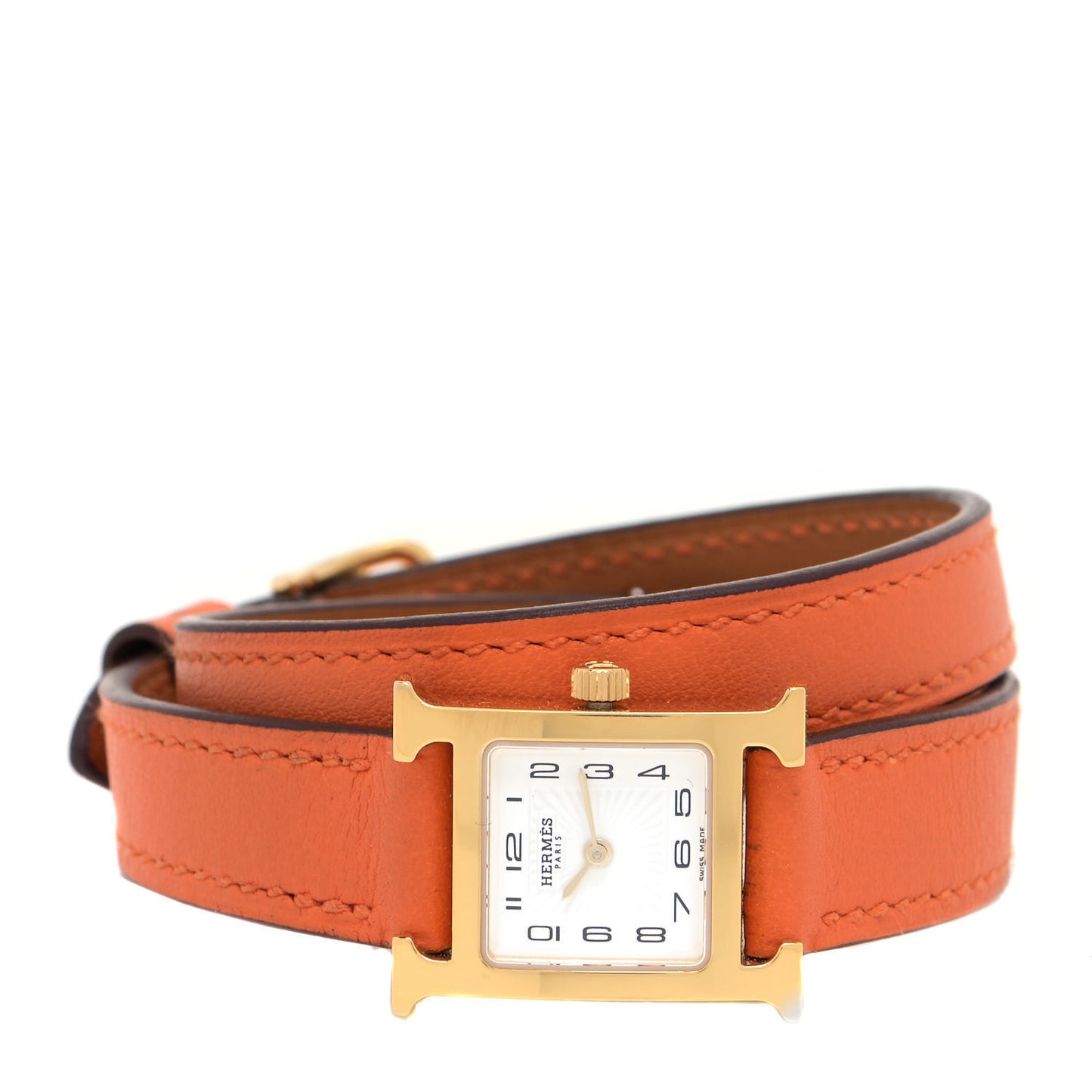 Stainless Steel Swift 17.2mm Heure H Hour Double Tour Quartz Watch Orange