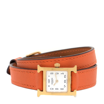 Hermes Stainless Steel Swift 17.2mm Heure H Hour Double Tour Quartz Watch Orange 2 of 5