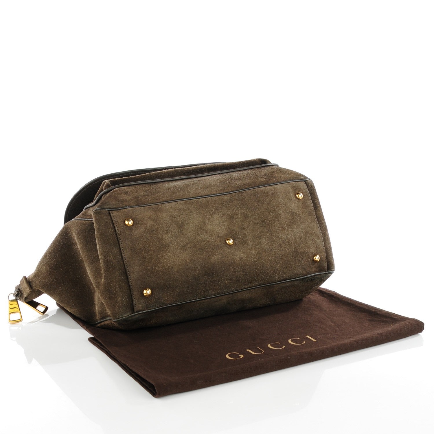 Gucci Suede Medium 1973 Top Handle Satchel Olive 4 of 7