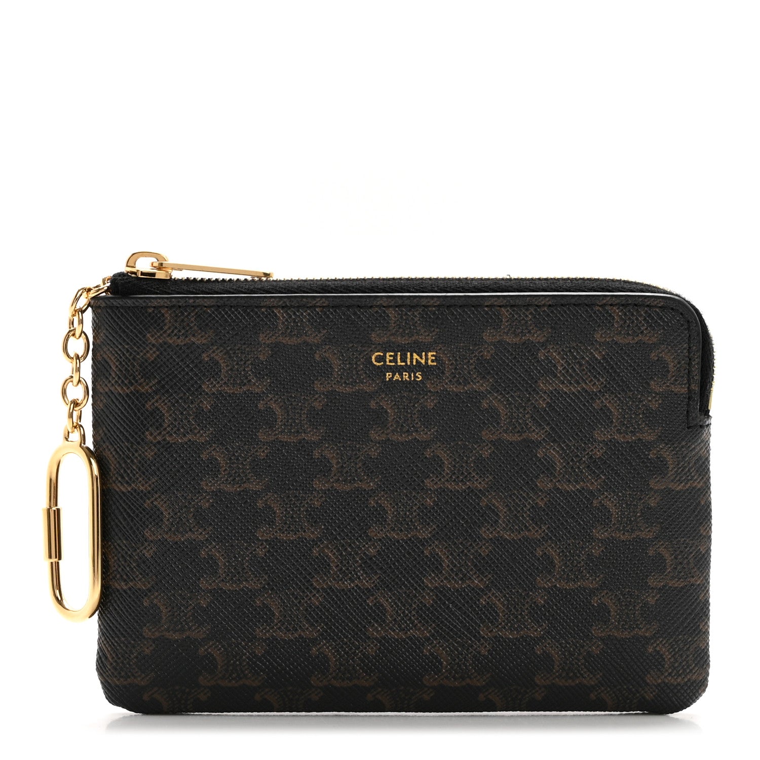 Celine Triomphe Canvas Coin and Card Pouch With Hook Black 1 of 9