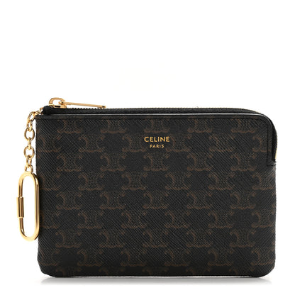 Celine Triomphe Canvas Coin and Card Pouch With Hook Black 1 of 9