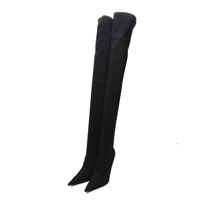 Balenciaga Spandex Pointed Toe Knife Thigh High Boots 38 Black 3 of 6
