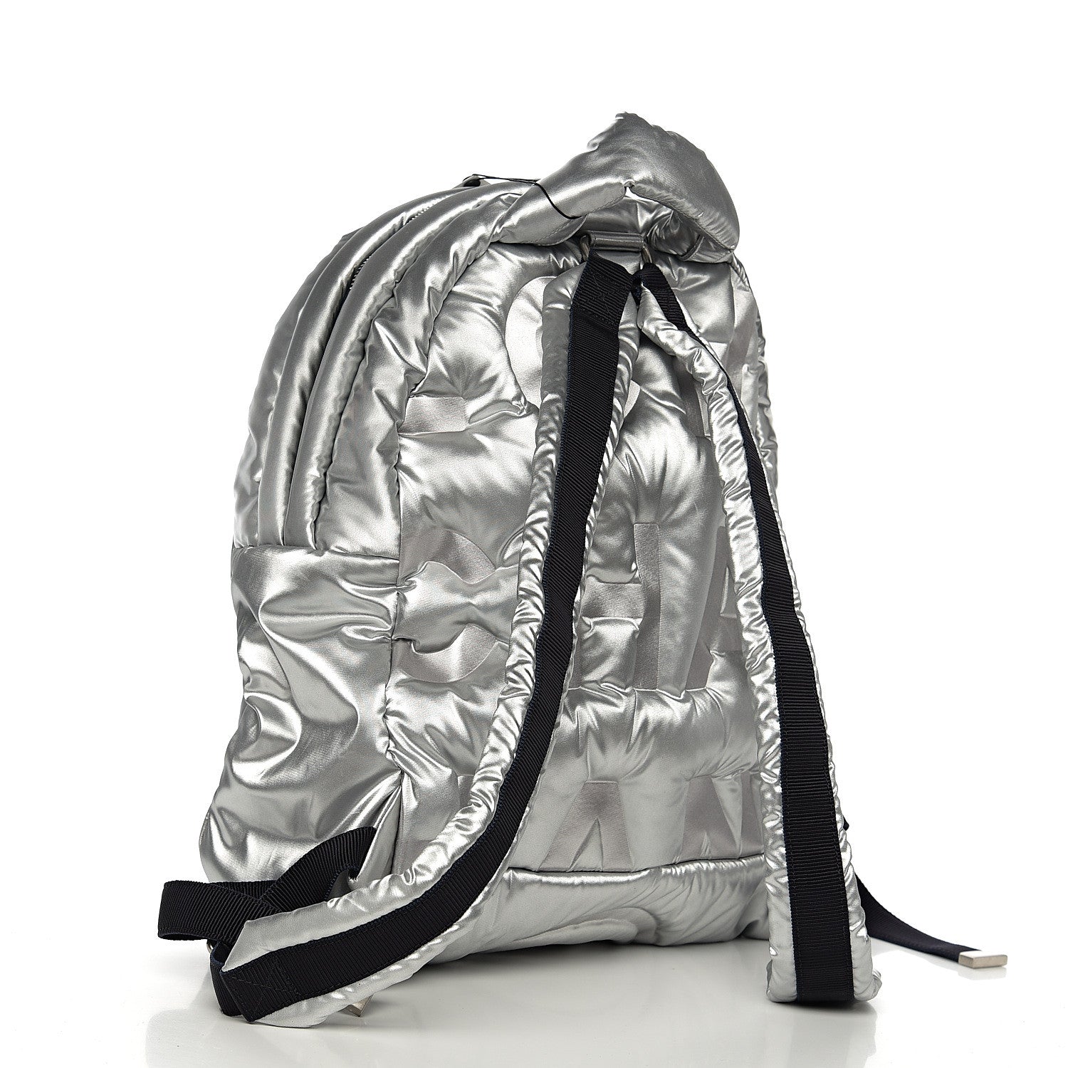 Chanel Nylon Embossed Doudoune Backpack Silver 2 of 8