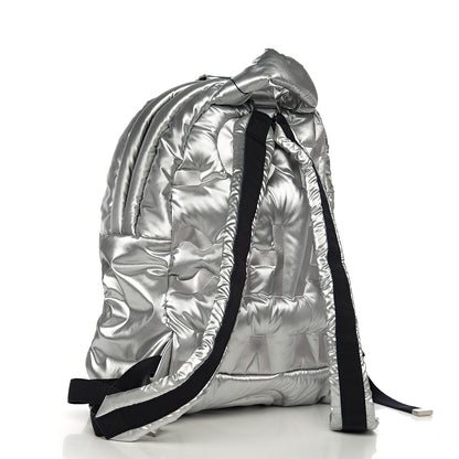 Chanel Nylon Embossed Doudoune Backpack Silver 2 of 8