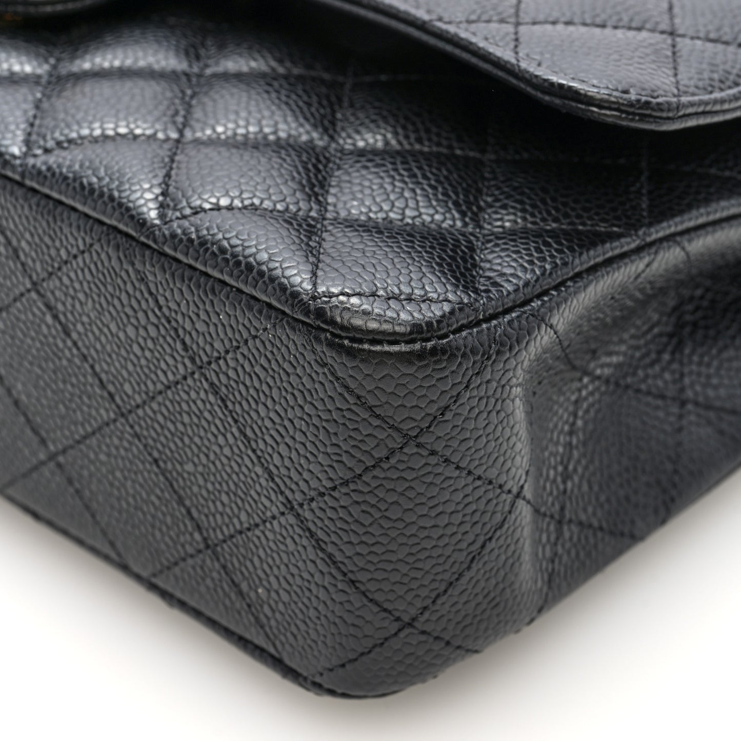 Caviar Quilted Medium Double Flap Black