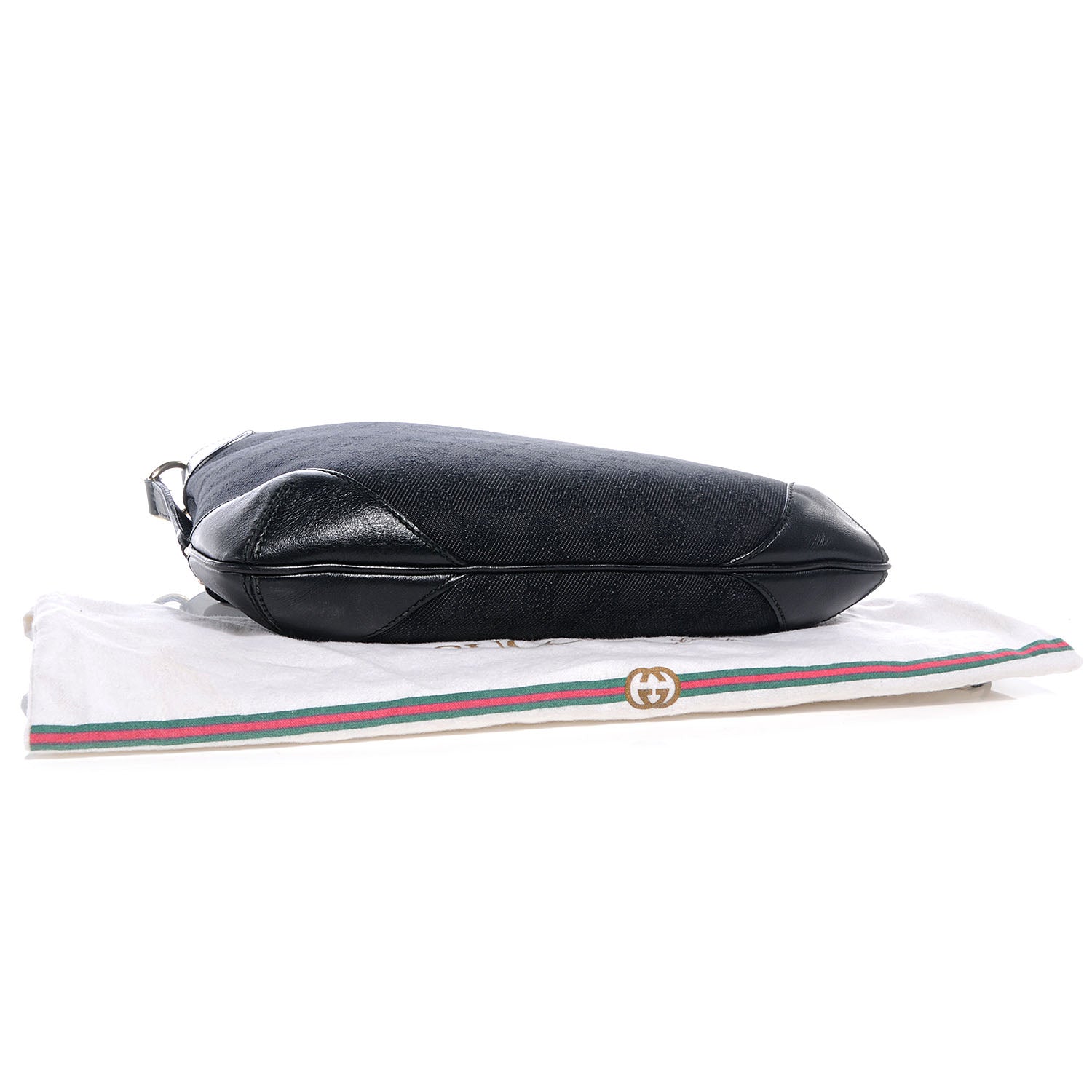 Gucci Denim Monogram Capri Chain Shoulder Bag Black 4 of 7