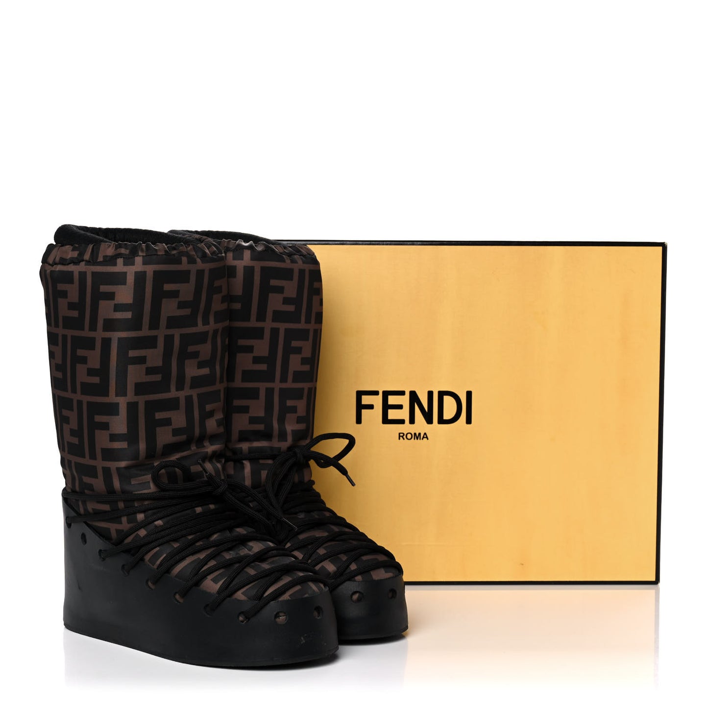 Nylon Rubber FF Moon Boots 39 Tobacco Black
