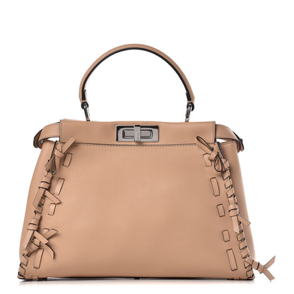 Fendi Vitello Seta Century Nappa Whipstitch Medium Peekaboo Iconic Satchel Makeup 1 of 10