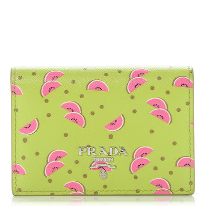 Prada Saffiano Watermelon Print Card Holder Erba 1 of 8