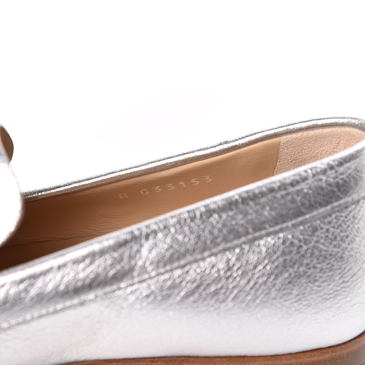Chanel Crackled Goatskin Laminated CC Loafers 36.5 Silver 6 of 10