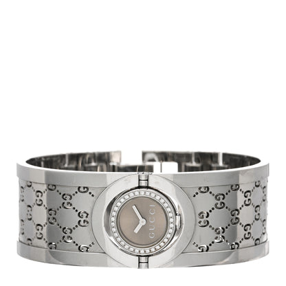 Gucci Stainless Steel Diamond Bezel 23mm Twirl Quartz Watch Brown 2 of 4