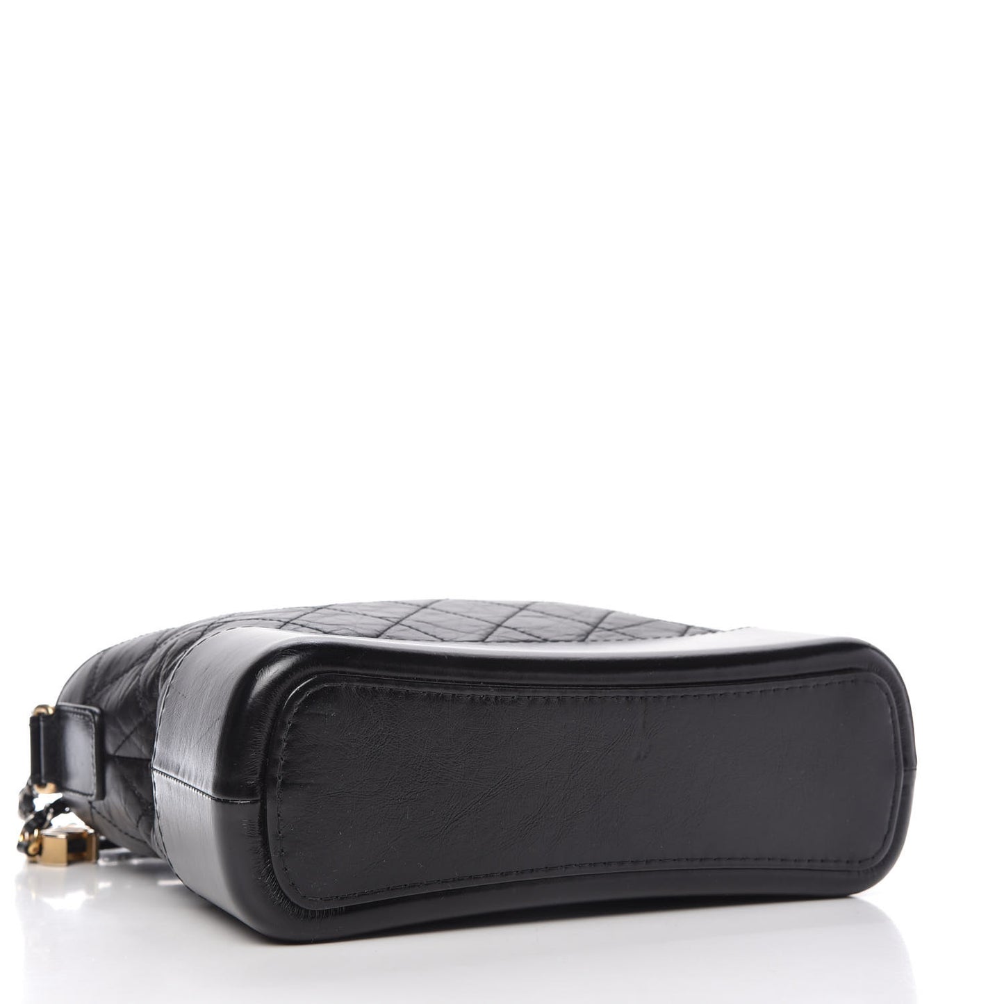 Aged Calfskin Quilted Small Gabrielle Logo Hobo Black