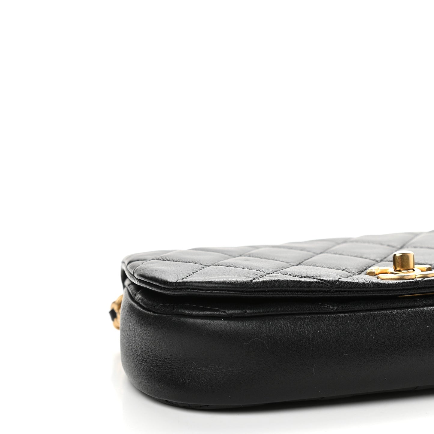 Calfskin Quilted Coco Mail Clutch With Chain Black