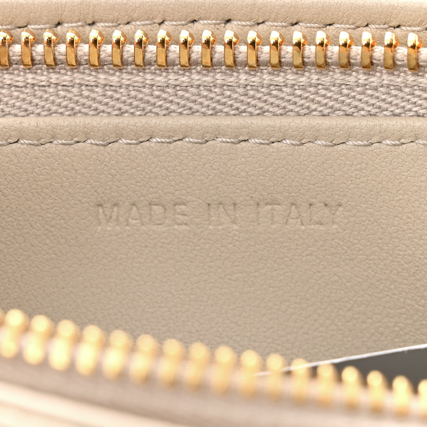 Calfskin Cannage Caro Zipped Pouch With Chain Light Beige