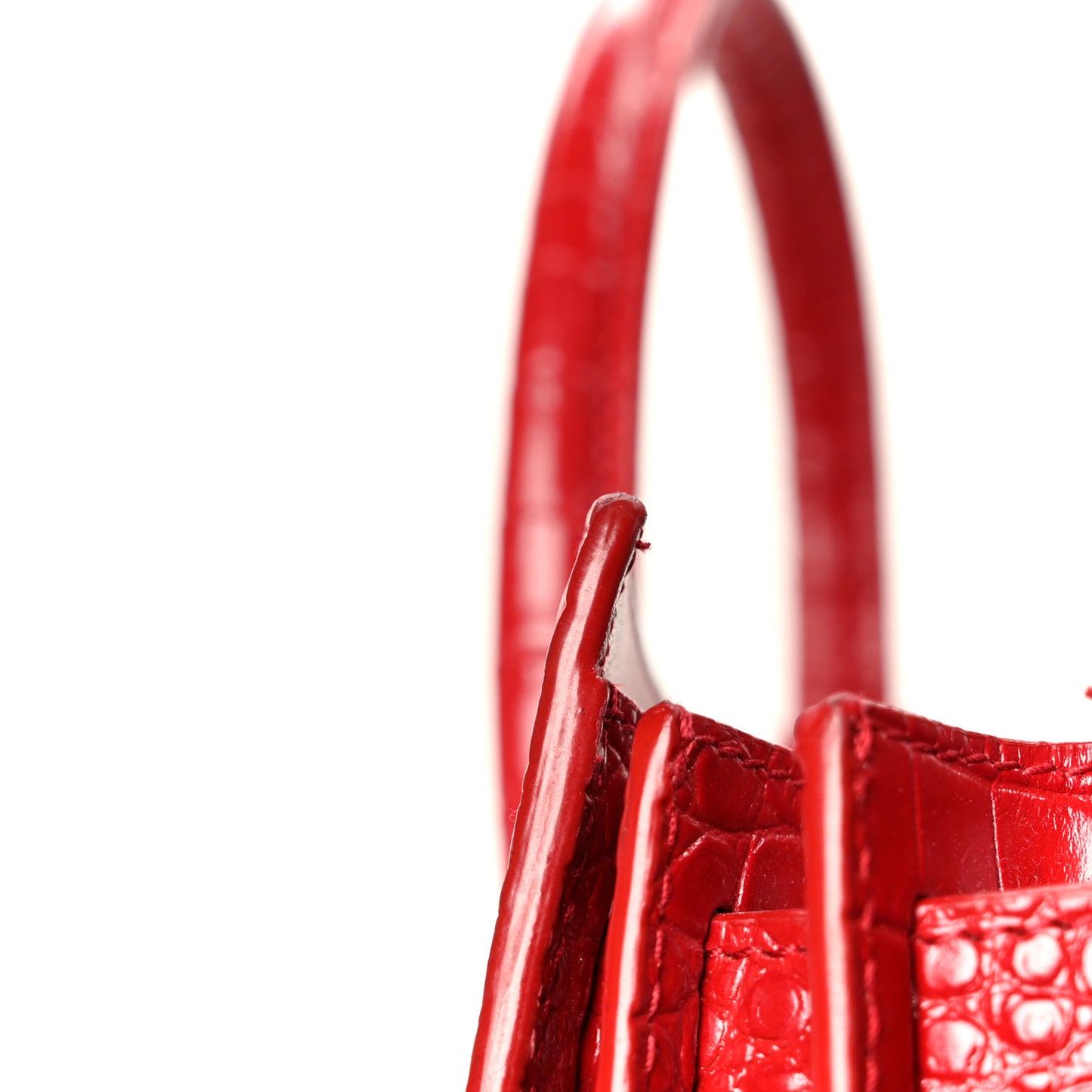 Calfskin Crocodile Embossed Nano Sac De Jour Red