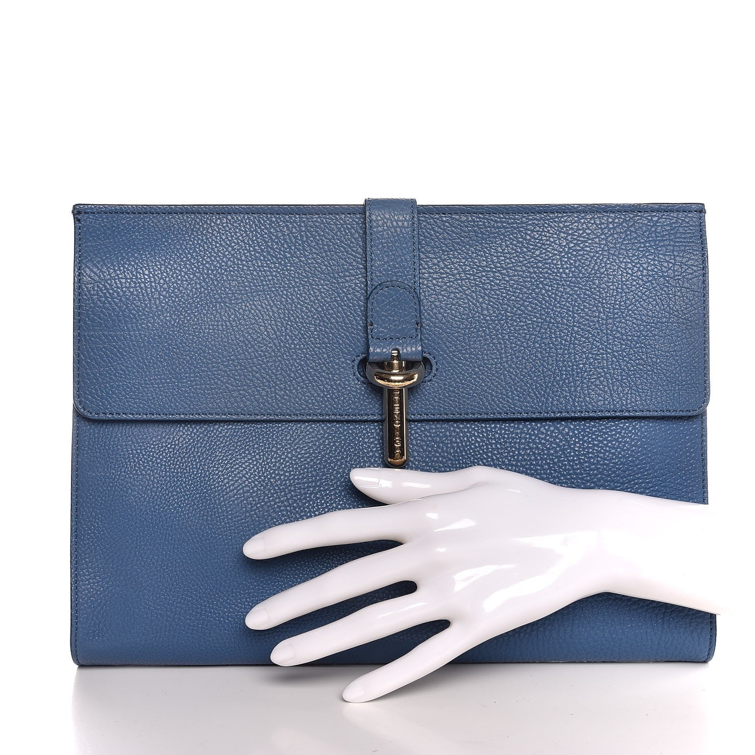Balenciaga Grained Calfskin Tube L Clutch Bleu 2 of 8