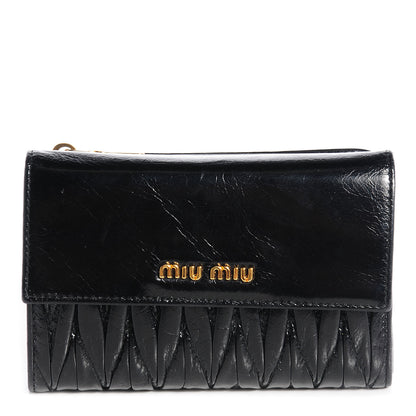 Miu Miu Matelasse Lux Bi-Fold Flap Wallet Nero Black 1 of 9