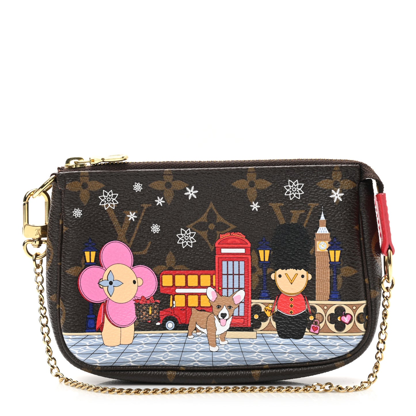 Monogram 2021 Christmas Animation London Mini Pochette Accessories Red