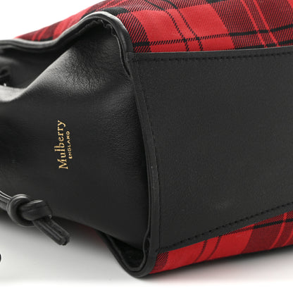 Mulberry Calfskin Tartan Cotton Canvas Small Iris Tote Black Red Multicolor 10 of 12