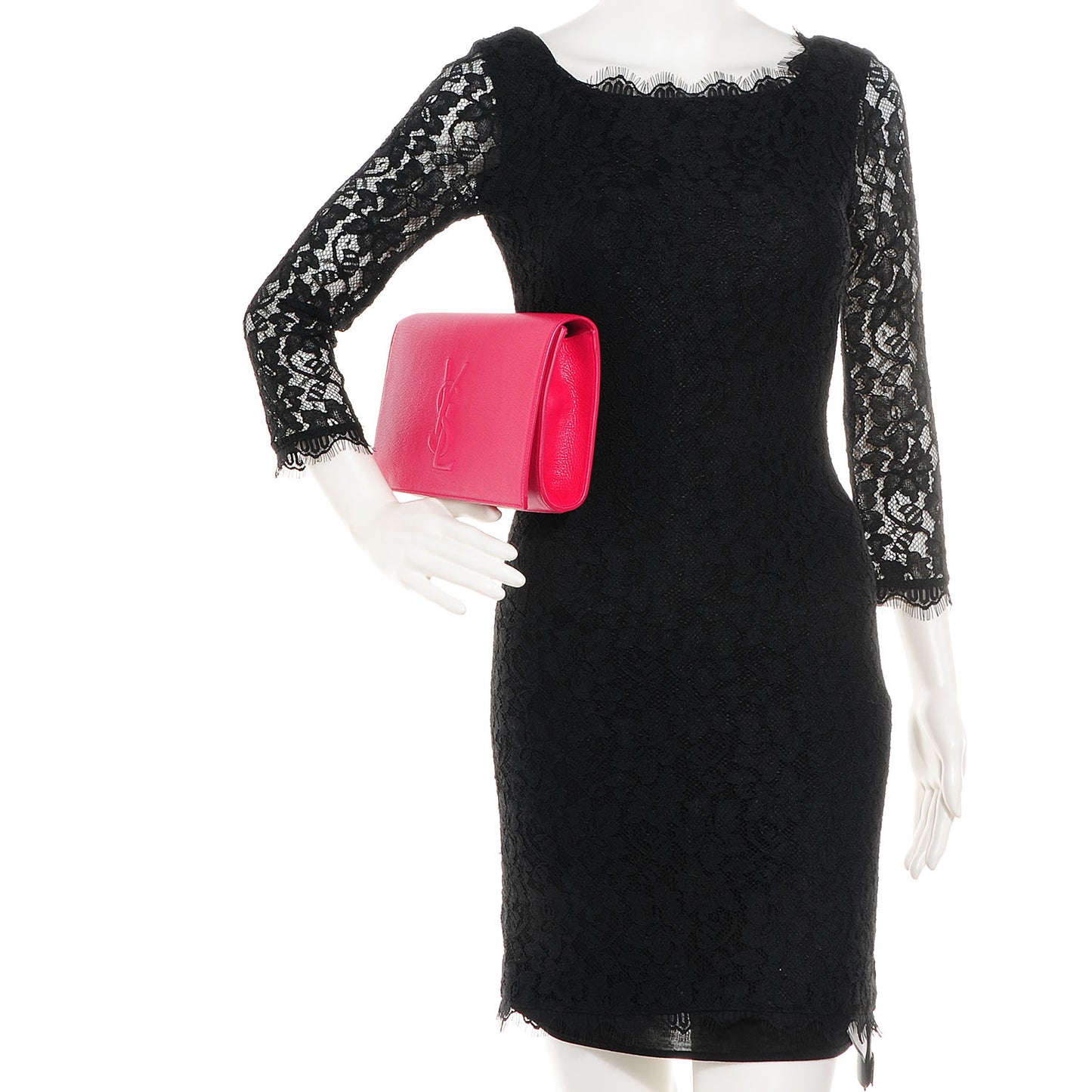 Goatskin Monogram Large Belle De Jour Clutch Lipstick Fuchsia