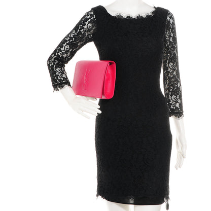 Saint Laurent Goatskin Monogram Large Belle De Jour Clutch Lipstick Fuchsia 2 of 7