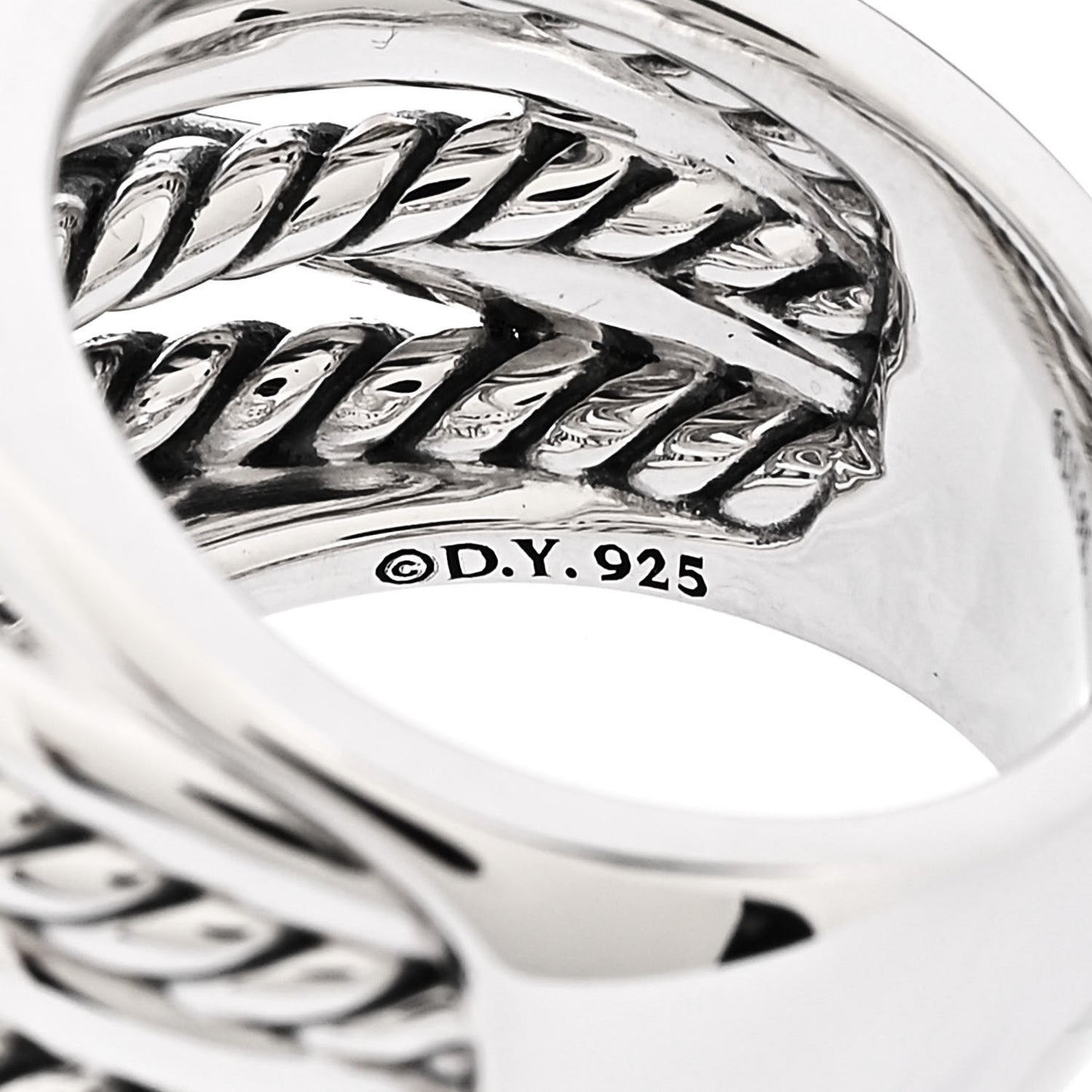 Sterling Silver 18mm Wide Crossover Cable Ring 57 8