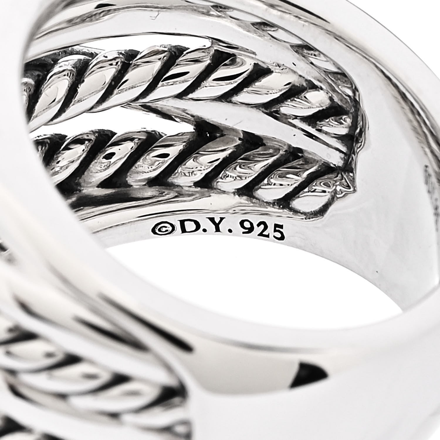 David Yurman Sterling Silver 18mm Wide Crossover Cable Ring 57 8 4 of 4