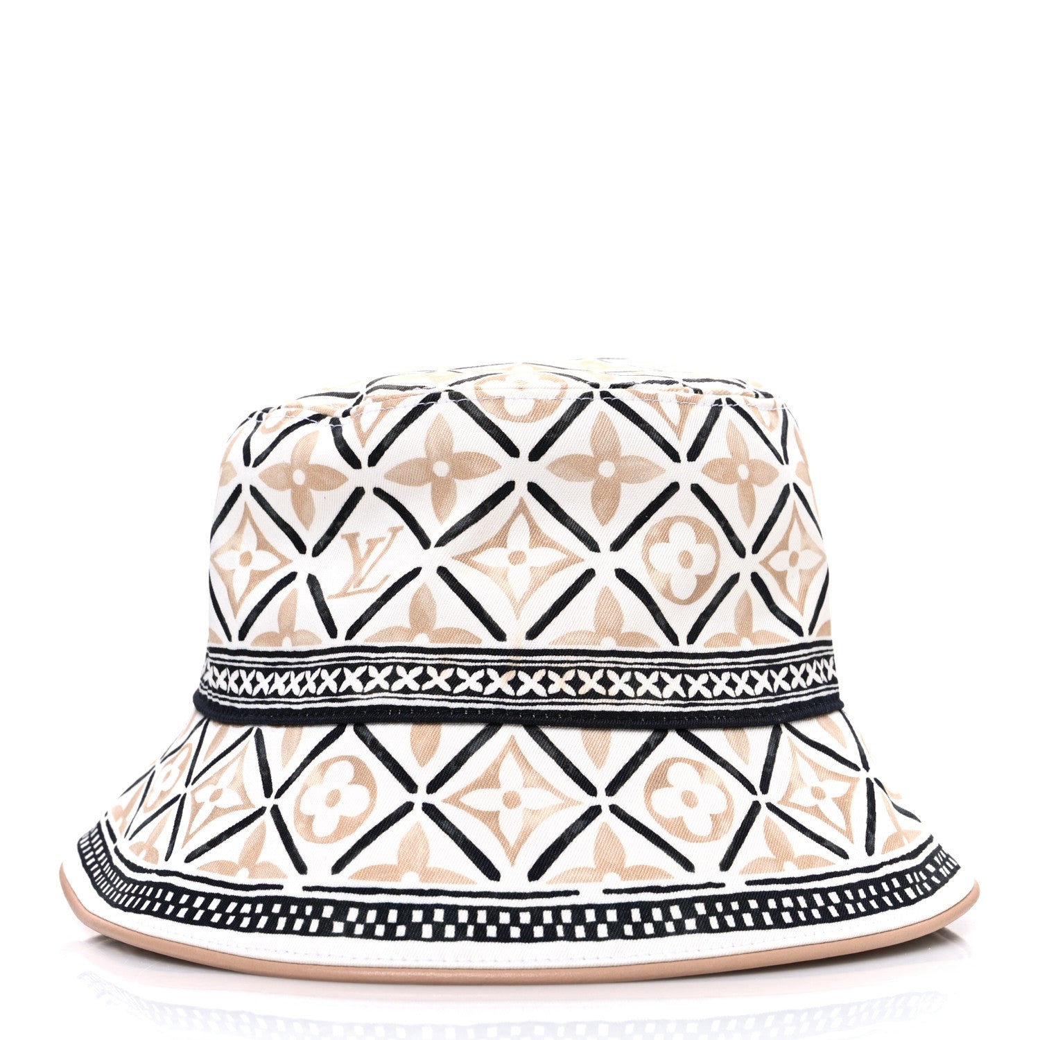 Louis Vuitton Cotton Monogram Flower Tile Reversible Bucket Hat Beige 4 of 13