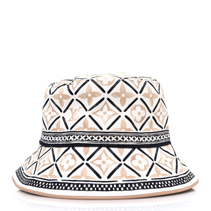 Louis Vuitton Cotton Monogram Flower Tile Reversible Bucket Hat Beige 4 of 13