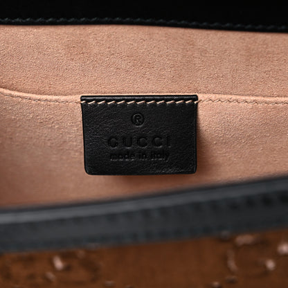 Gucci Velvet GG Monogram Web Mini Sylvie Top Handle Bag Brown Black Oro Vecchio 6 of 15