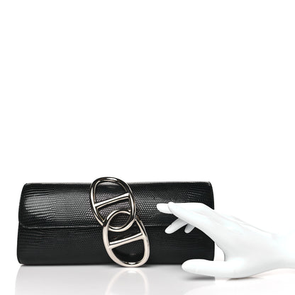 Hermes Lizard Egee Clutch Black 2 of 9