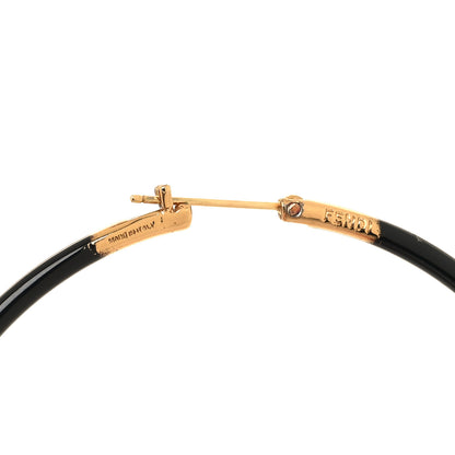 Fendi Metal Enamel Large F is Fendi Hoop Earrings Black Gold 4 of 5
