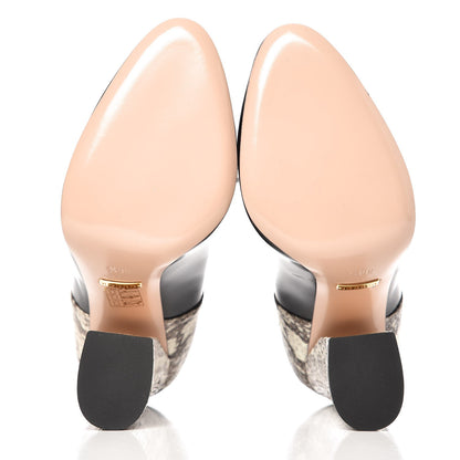 Gucci Polished Calfskin Elaphe Nimue Bow Mary Jane Pumps 36.5 Black Roccia 5 of 8