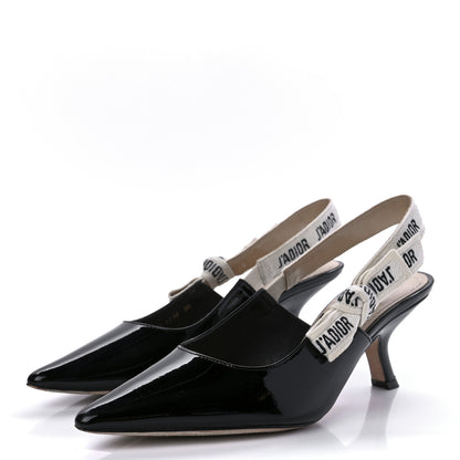 Christian Dior Patent Ribbon J'Adior Slingback 65mm Pumps 36 Black 3 of 8