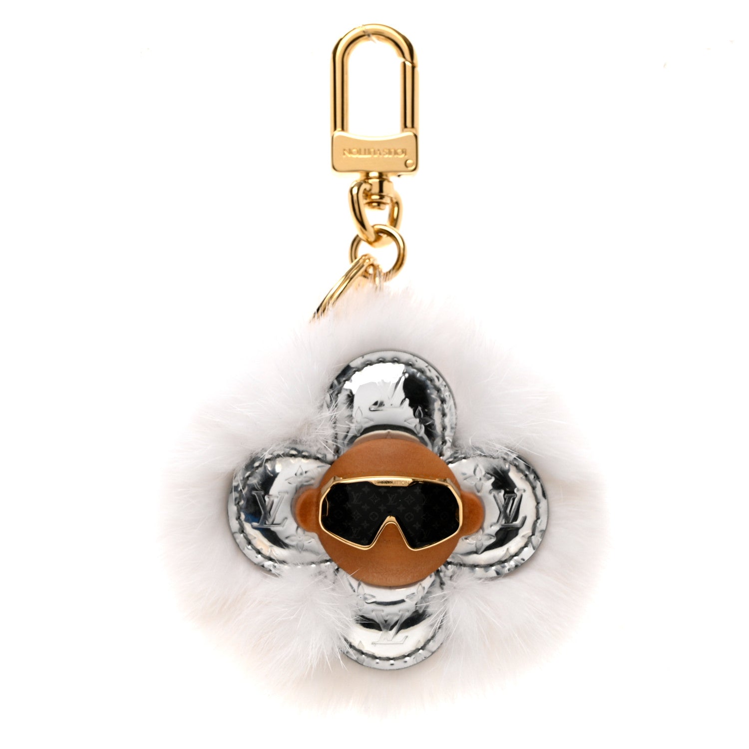 Louis Vuitton Mink Fur Calfskin Snow Vivienne Bag Charm & Key Holder White 1 of 3