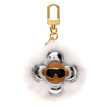 Louis Vuitton Mink Fur Calfskin Snow Vivienne Bag Charm & Key Holder White 1 of 3