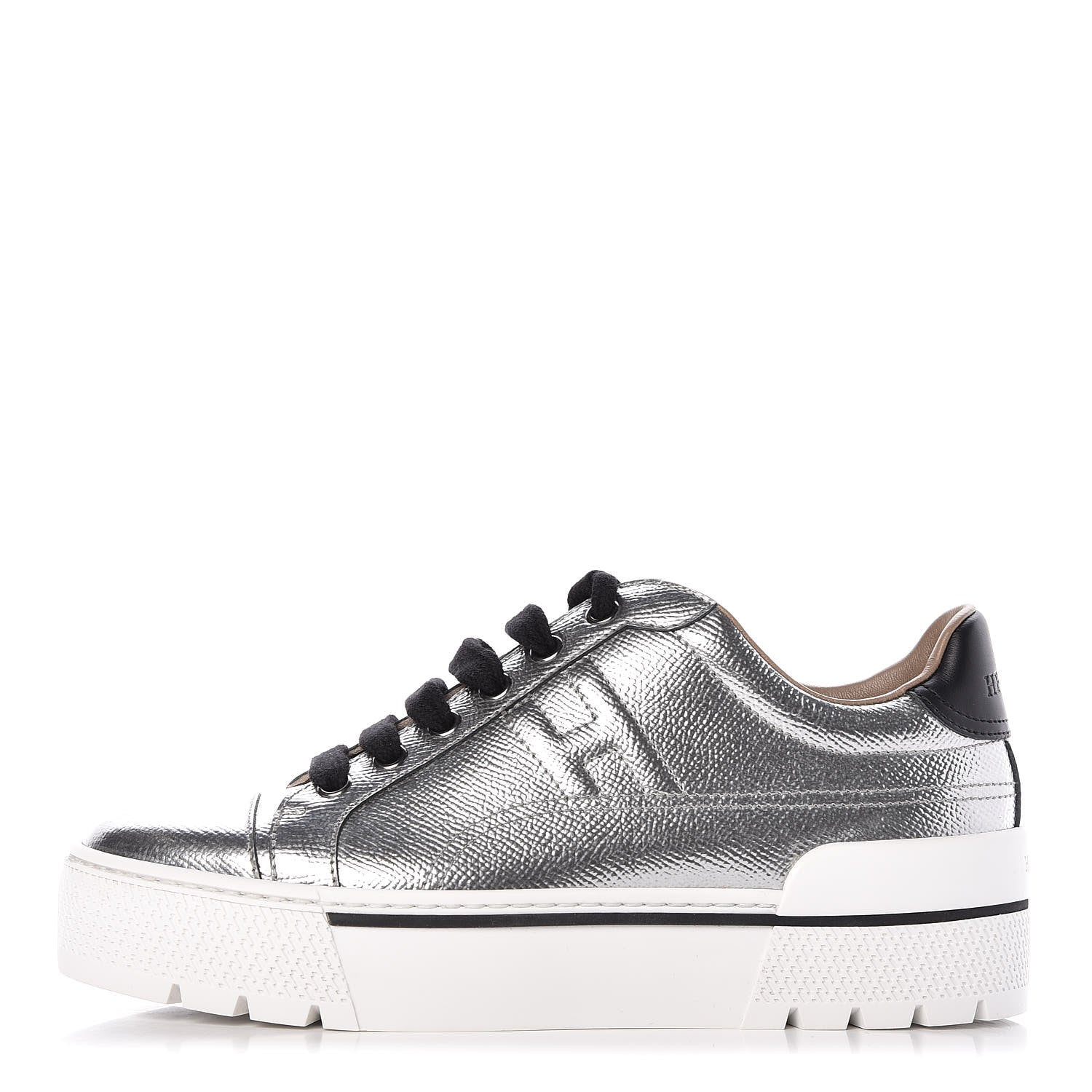 Hermes Metallic Epsom Womens Voltage Sneakers 36 Gris Argente Vieilli Black 1 of 9