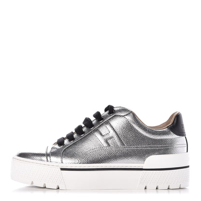 Hermes Metallic Epsom Womens Voltage Sneakers 36 Gris Argente Vieilli Black 1 of 9