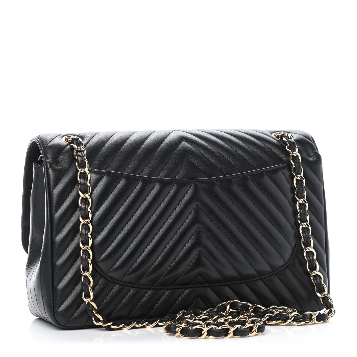 Chanel Lambskin Chevron Quilted Jumbo Double Flap Black 2 of 6