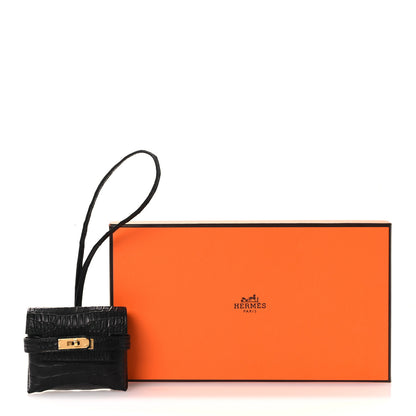 Hermes Matte Alligator Festival Kelly Bag Charm Black 8 of 8