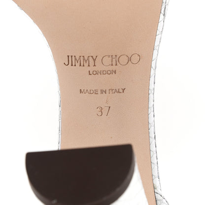 Jimmy Choo Metallic Nappa Snake Embossed Crystal Neena 100 High Heel Sandals 37 Silver 6 of 8
