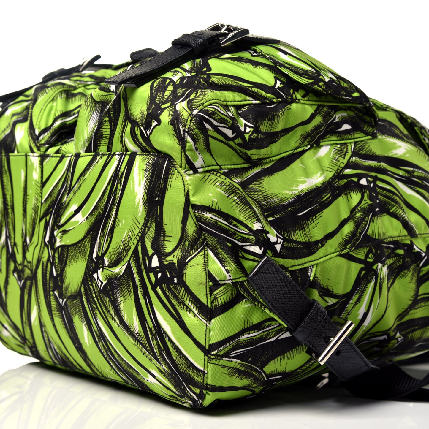Tessuto Nylon Saffiano Medium Banana Print Backpack Green Black
